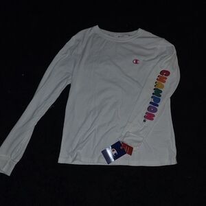 Champion Kids White Long Sleeve Shirt